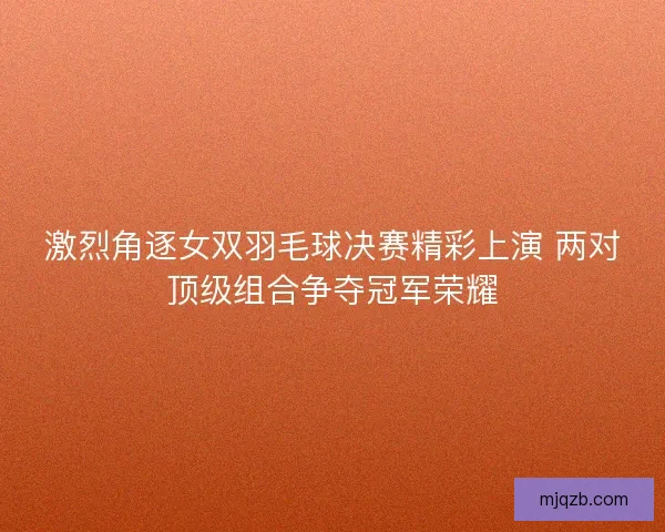 激烈角逐女双羽毛球决赛精彩上演 两对顶级组合争夺冠军荣耀